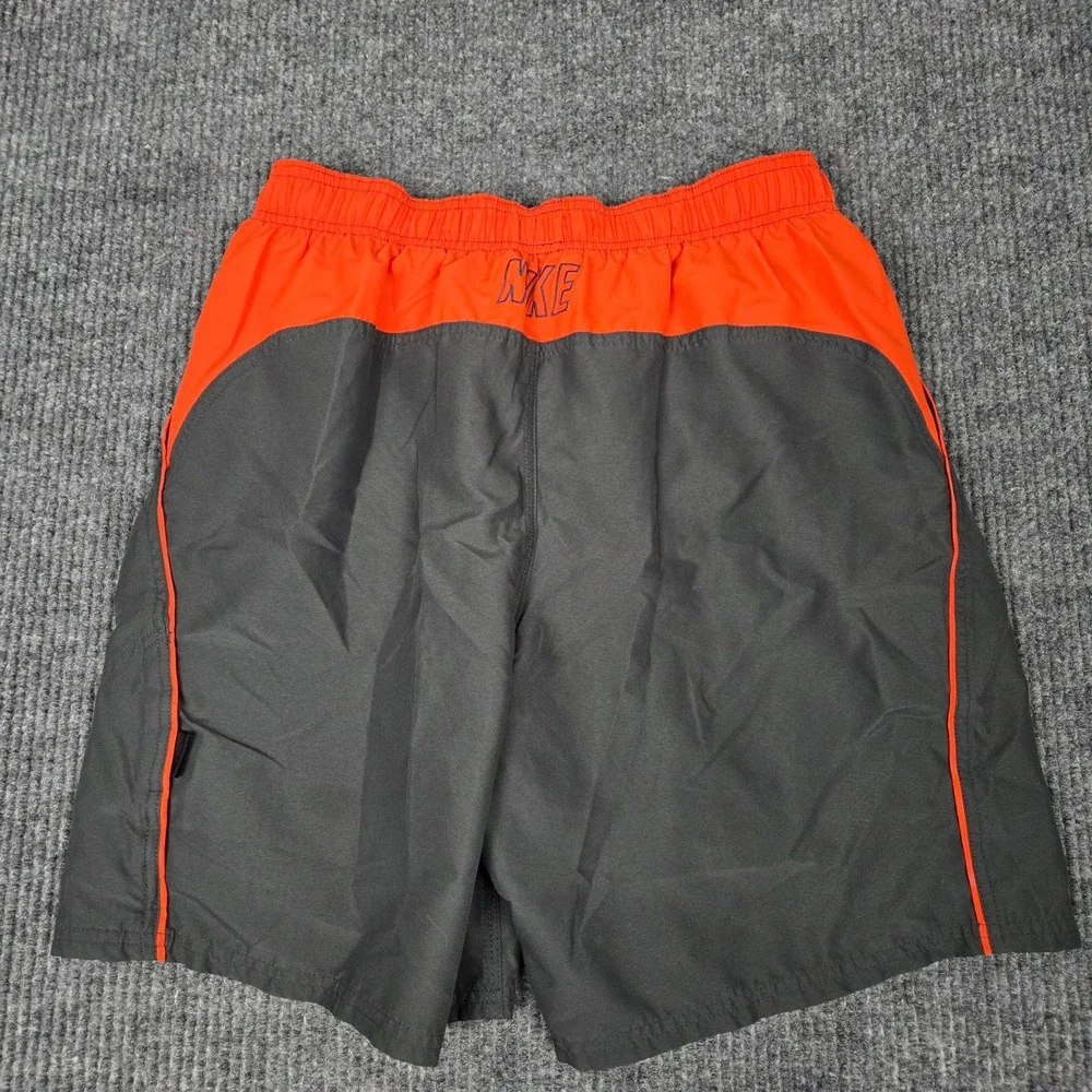 Nike Mens Swim Trunks Grey Orange Board Shorts Mesh Lined Medium RN37966